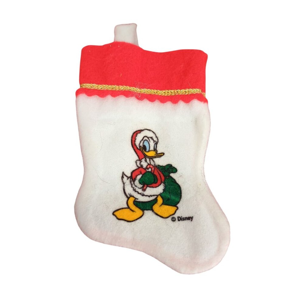 Vintage Disney‎ Christmas Stocking Miniature Donald Duck Minnie Mickey Mouse ECU